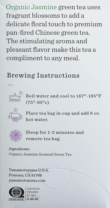 Yamamotoyama Organic Jasmine Green Tea Bag 18 ct (Pack of 6)
