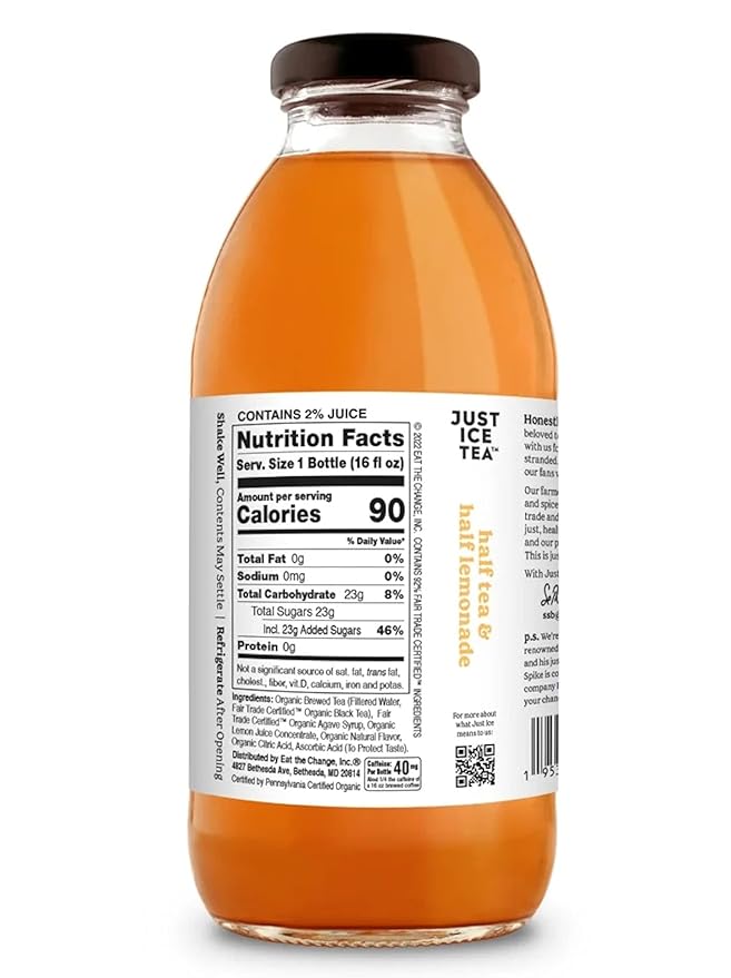 Just Ice Tea Organic Iced Tea 16 Fl Oz Glass Bottles (6 Flavor Variety Pack of 12)