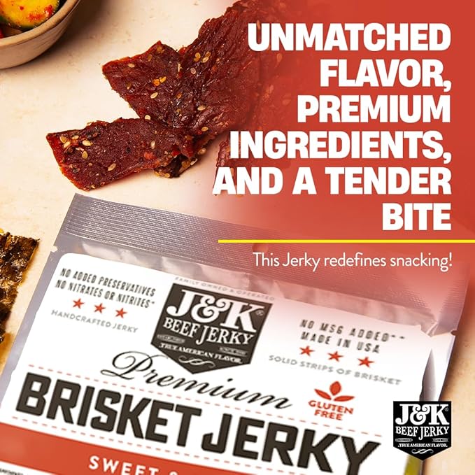 J&ampK Jerky Sweet &amp Spicy Brisket Small Batch Handcrafted Beef Jerky 7 oz