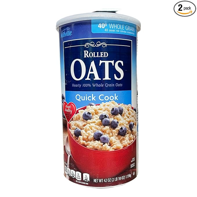 Quick Cook Rolled Oats 100% Whole Grain 42 oz Heart Healthy (Pack of 2)