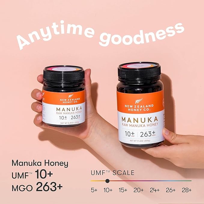 New Zealand Honey Co. Raw Manuka Honey UMF 10+ | MGO 263+ 17.6oz / 500g | Organic Medical Grade Manuka Honey for Daily Wellness Skin Care &amp Dogs