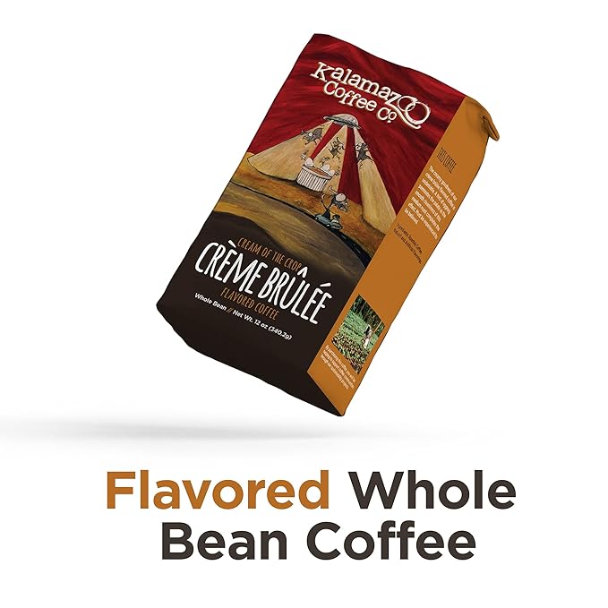 KALAMAZOO COFFEE COMPANY Crème Brulée Whole Bean Coffee - Cream of the Crop Flavored Coffee | 12oz Bag (3 Pack)