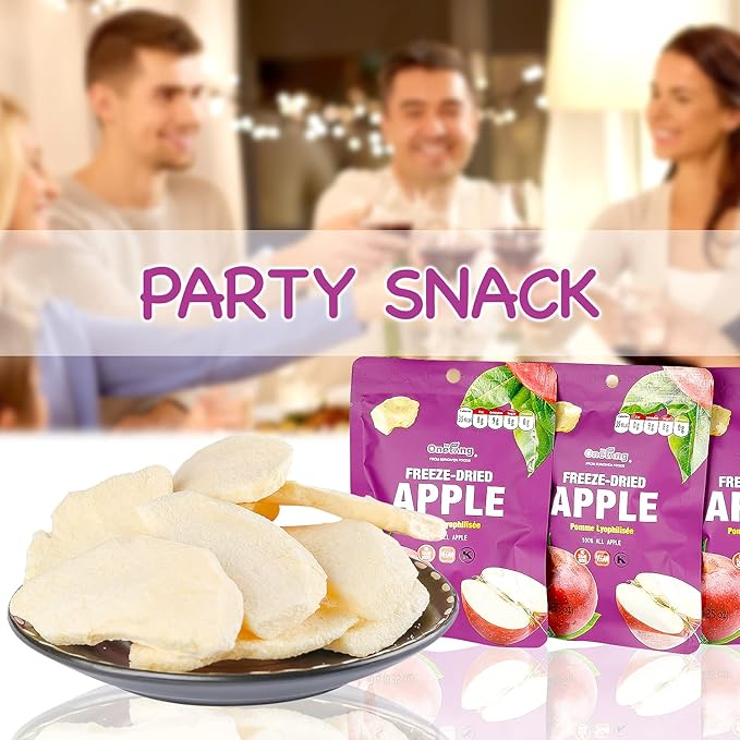 ONETANG Freeze-Dried Fruit Apple Chips 10 Pack Single-Serve Pack Non GMO Kosher No Add Sugar Gluten free Vegan Holiday Gifts Healthy Snack 0.35 Ounce