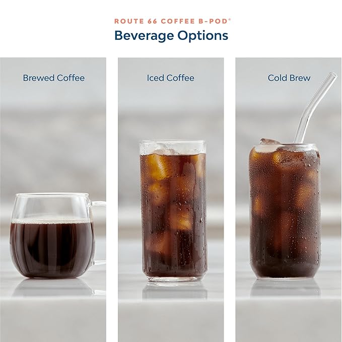 Wonderland Coffee | Route 66 Organic Coffee B-Pods | Only Compatible with Bruvi Single-Serve Coffee Brewer | Includes 60 Pods