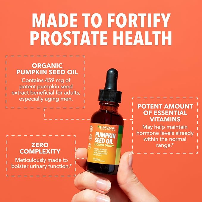 Pumpkin Seed Oil - USDA Organic - Cold Pressed for Hair Prostate and Hormone Support - 2 Month Supply - Liquid Drops for Men and Women - Vegan Non-GMO and Gluten Free - Unflavored 1 Fl Oz