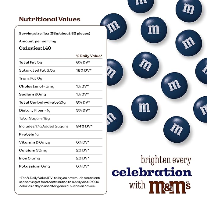 M&ampM’S WORLD Dark Blue Milk Chocolate Candy Bulk 2lbs of M&ampM'S in Resealable Pack for Candy Bars Birthday Parties Graduations Congrats Celebrations &amp DIY Party Favors