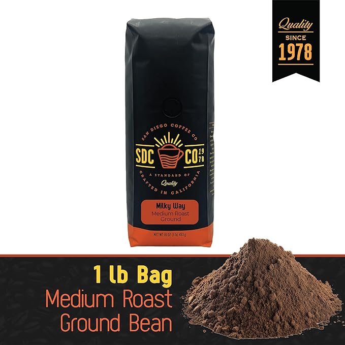 San Diego Coffee Milky Way Medium Roast Ground Coffee 16-Ounce Bag Café molido tostado