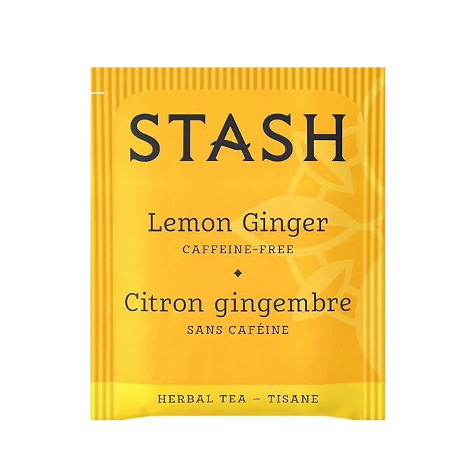 Stash Tea Lemon Ginger Vitality Herbal Tea - Naturally Caffeine Free Non-GMO Project Verified Premium Tea with No Artificial Ingredients 20 Count (Pack of 6) - 120 Bags Total
