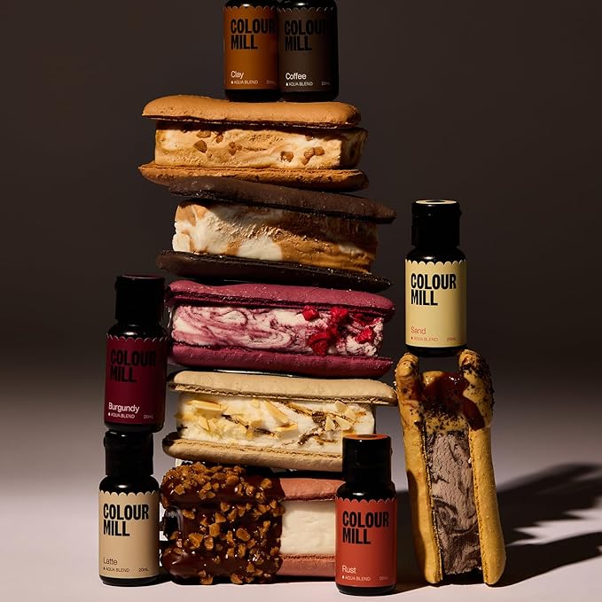Colour Mill Outback Pack Aqua Blend Water-Based Food Coloring 20 Milliliters Each of 6 Colors: Burgundy Clay Coffee Latte Rust and Sand