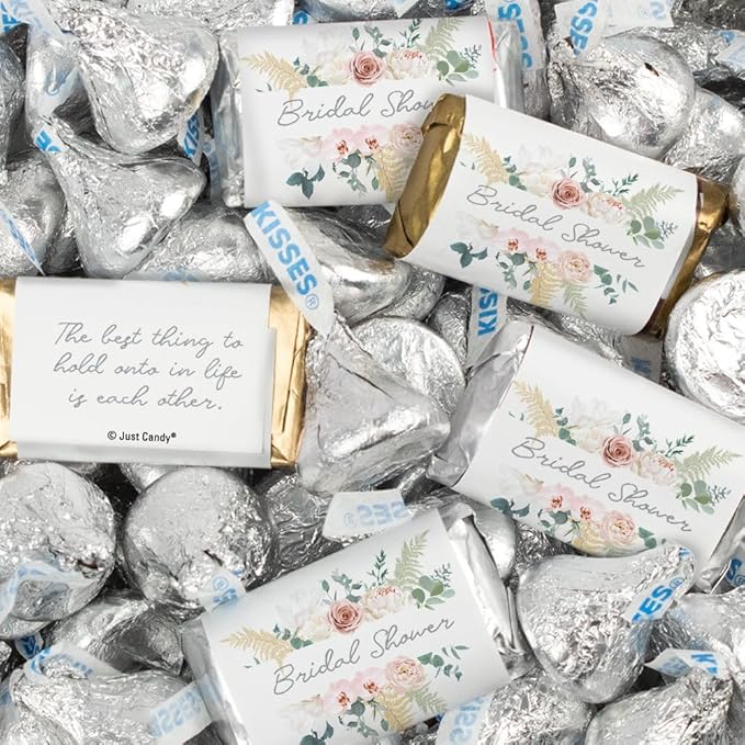 124 Pcs Bridal Shower Candy Favors Miniatures Chocolate &amp Kisses (1.52 lbs) - Floral