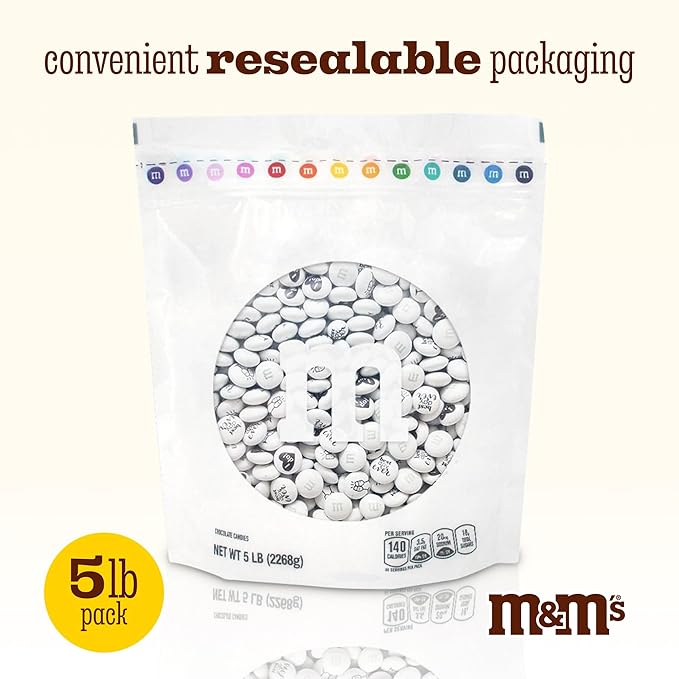 M&ampM’S WORLD Wedding Themed Milk Chocolate Candy - 5lbs Assorted Pre-designed Just Married I Do Wedding Decoration White Wedding M&ampM'S Candy