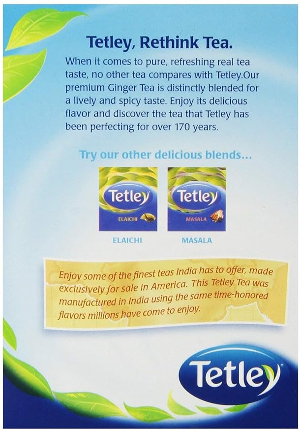 Tetley USA Tea Ginger 72-Count Tea Bags (Pack of 3) Brown (30543)