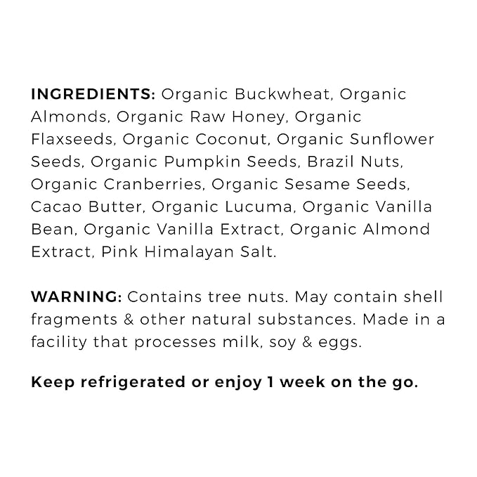 Elemental Superfood Seedbars Cranberry Almond + Lucuma 1.8 Ounce - 12 Pack 100% Certified Organic Non-GMO Verified Gluten Free Dairy Free Plant Based