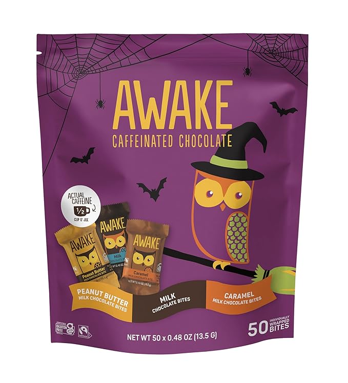 Awake - Caffeinated Chocolate Bites - Limited Edition Boo &amp Bites Milk Chocolate Halloween Variety Pack
