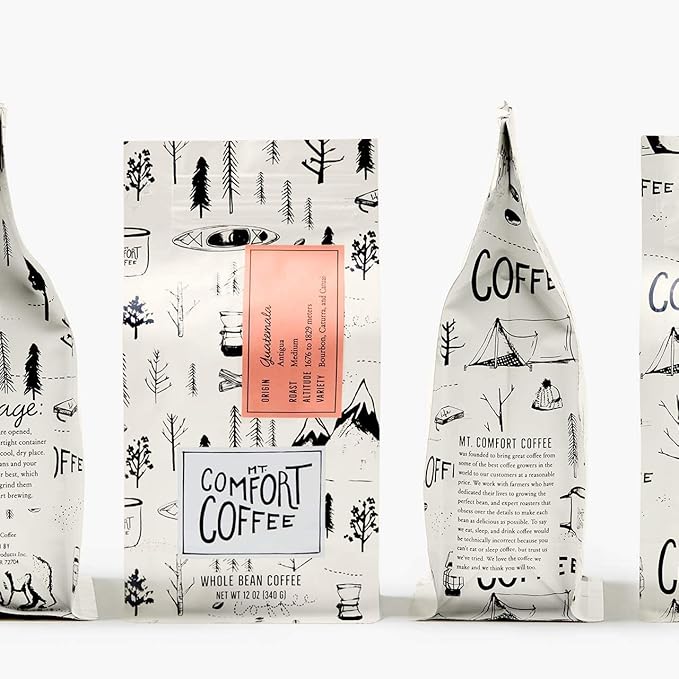 Mt. Comfort Coffee Guatemala Medium Roast &amp Colombia Full City Roast 12 oz Bag (Pack of 2) - Flavor Notes of Chocolate and Caramel - Roasted Whole Beans