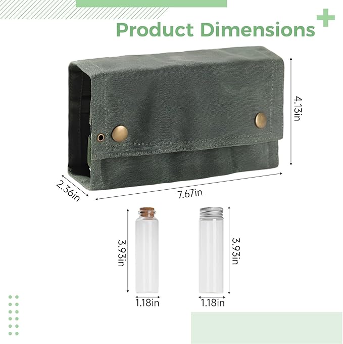9 Pcs Compact Travel Spice Set Foldable Canvas Seasoning Kit With Glass Vessels Army Green For Bbqs And Outdoors