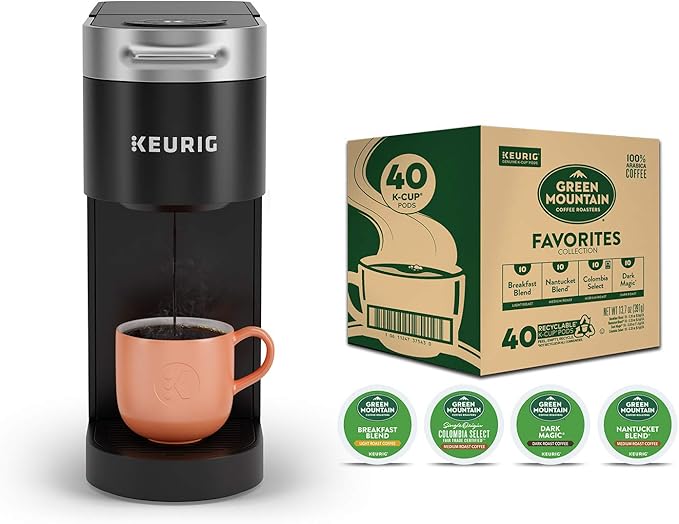 Keurig K-Slim Maker with Green Mountain Coffee Roasters Favorites Collection Variety Pack 40 Count