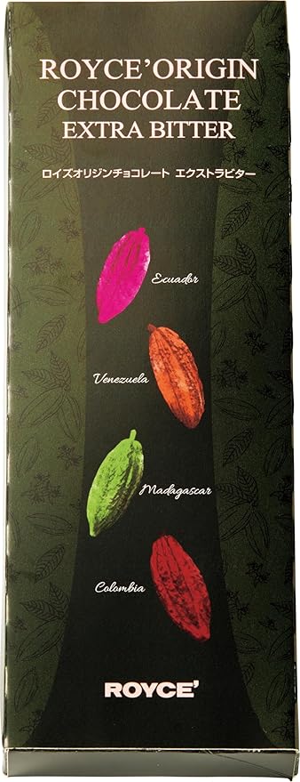 ROYCE' Origin Chocolate Extra Bitter - Assortment of Dark Chocolate Squares | Ideal for Baking and Desserts| No Artificial Preservatives | Japanese Chocolate from Hokkaido (20 Pieces of Chocolate Sq