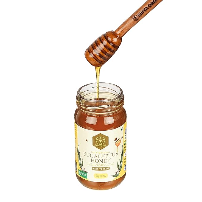 Shiva Organic's Eucalyptus Nectar Honey - NMR Tested Natural Honey No Added Sugar Flavorful - 250g (8.81 Ounce)