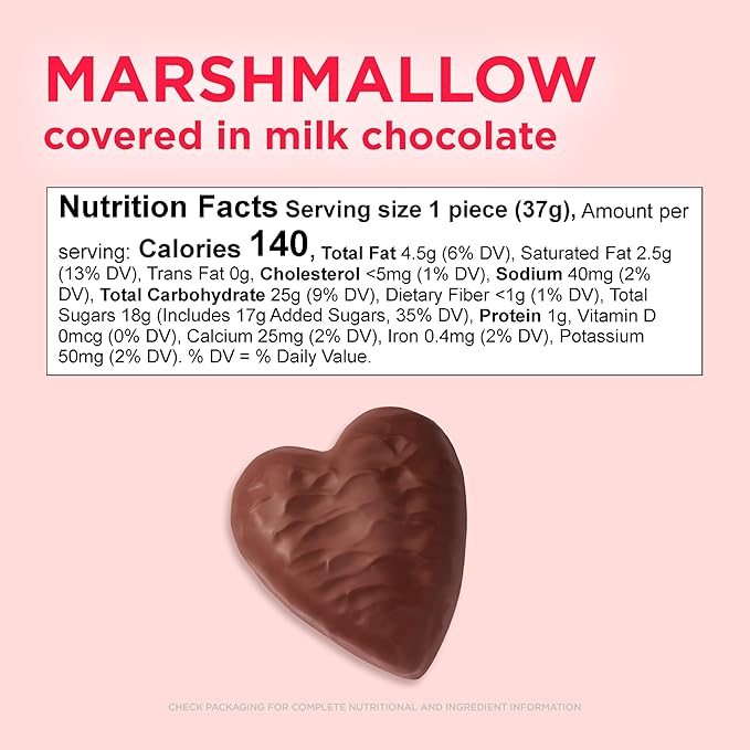 RUSSELL STOVER Valentine's Day Milk Chocolate Marshmallow Heart 1.3 oz. (Pack of 18)