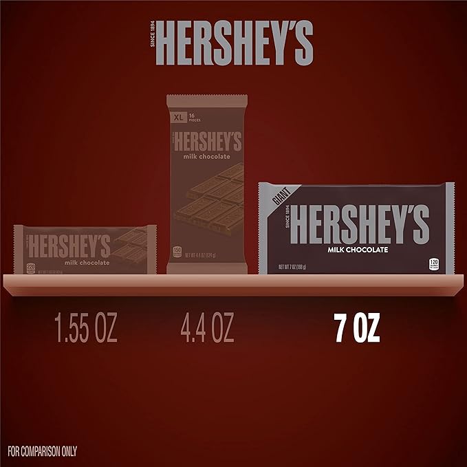HERSHEY'S Chocolate Candy Bar Giant (Pack of 12)
