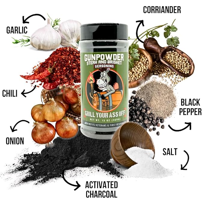 Gunpowder &amp Bag N Tag Seasoning Bundle – All-Purpose BBQ Rub + Wild Game Seasoning for Steak Burgers Venison Elk Pork &amp More – Gluten Free MSG Free Veteran Owned