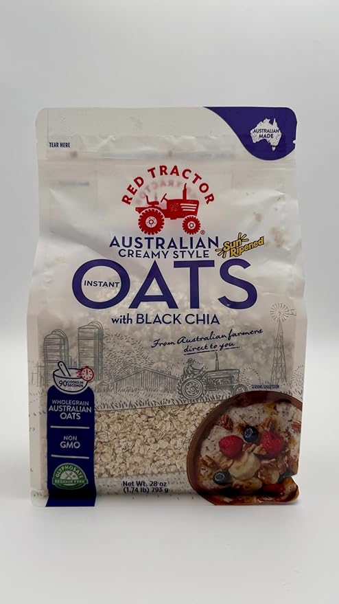 Red Tractor Australian Creamy Style Instant Oats with Black Chia