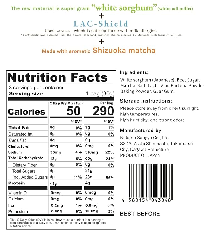 3 Packs (3 x 2.8oz) GMO-Free Japanese Steamed Bun Sorghum Flour Mix Gluten-Free Microwaveable (3 x 2.8oz Matcha)