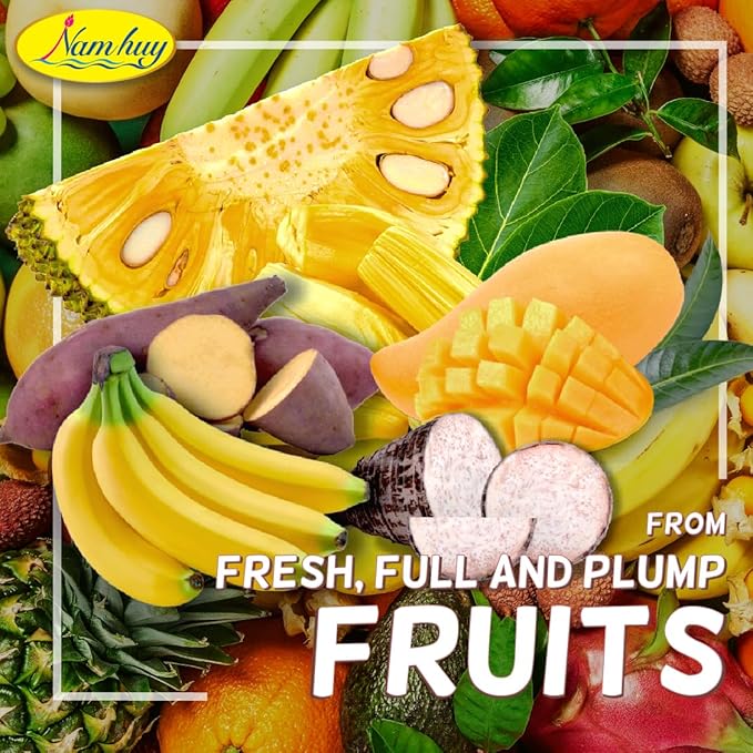 NAM HUY Vietnam's Dried Jackfruit Dried Banana and Dried Mixed Fruit Snacks Original Taste of Vietnamese Fruits No-Added Sugar or Preservatives Delicious Crispy Texture (Total 80 Oz)