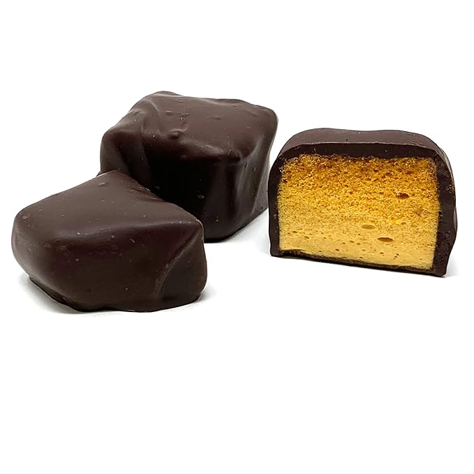 Dark Chocolate Covered Sponge Candy - Gourmet Dark Chocolate Sponge Candy - Chocolate Covered Sea Foam/HoneyComb Candy 1 Pound (16 Ounce) By CandyKorner