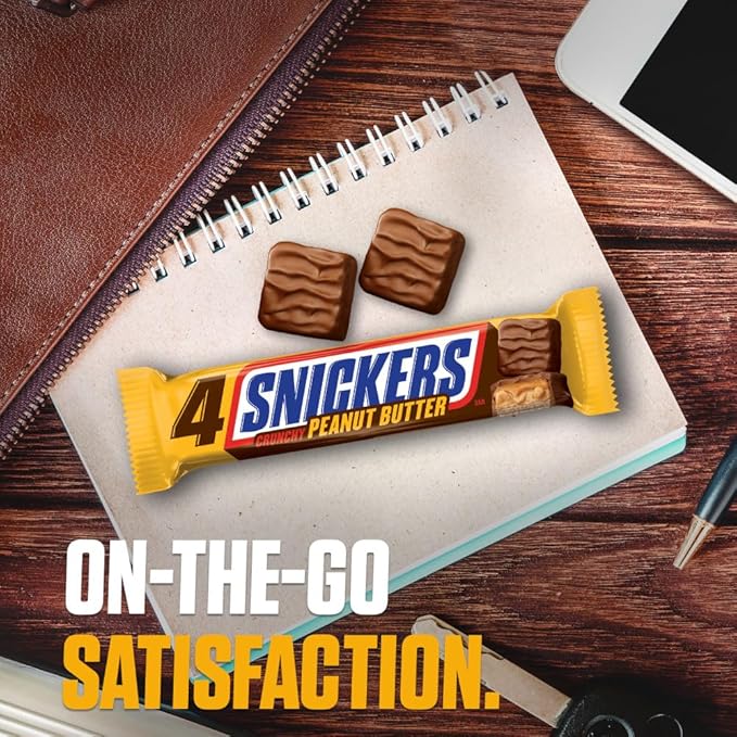 SNICKERS Crunchy Peanut Butter Squared Sharing Size Chocolate Candy Bars 3.56-Ounce Bar 18-Count Box