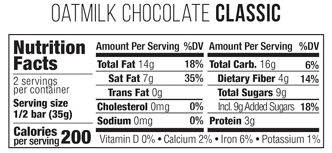 Taza Chocolate Organic Oat Milk Chocolate Bar Classic 2.5 Ounce (10 Count) Vegan