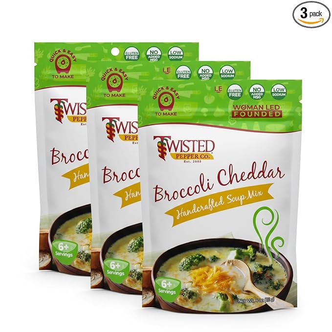 Twisted Pepper Co. Broccoli Cheddar Soup Mix: Gluten-Free – Handcrafted Soup – Rich Creamy &amp Cheesy Flavor Fast &amp Easy Comfort Meal Ready in 30 Minutes Serves 6 Add Water &amp Milk