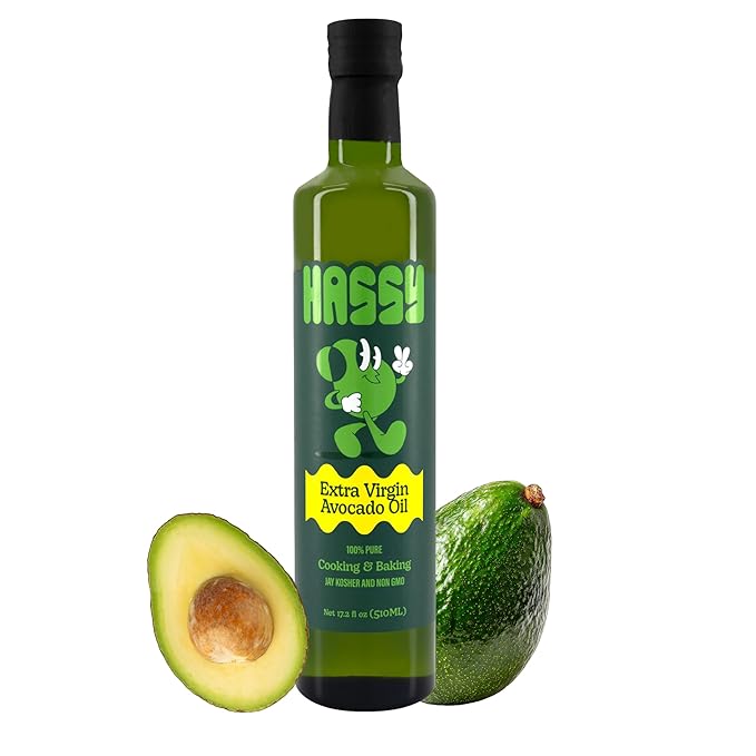 HASSY Extra Virgin Avocado Oil Premium Flavor for Dressings Drizzling &amp Finishing - Non-GMO 17.2 fl oz 510 ML - Created by Avocado Farmers in Mexico - 100% Pure Cooking Oil