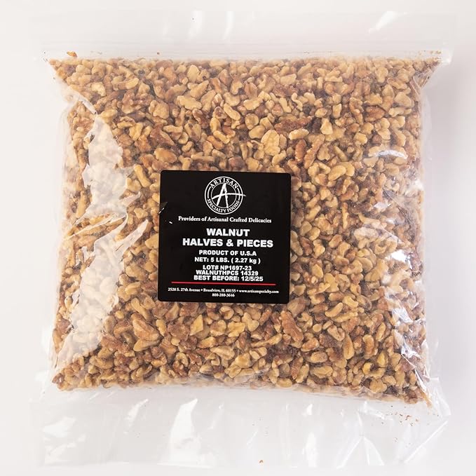 Premium Walnut Halves - 5 Lb Tub: Rich Meaty Texture Perfect for Gourmet Salads &amp Desserts Ideal for Culinary Professionals