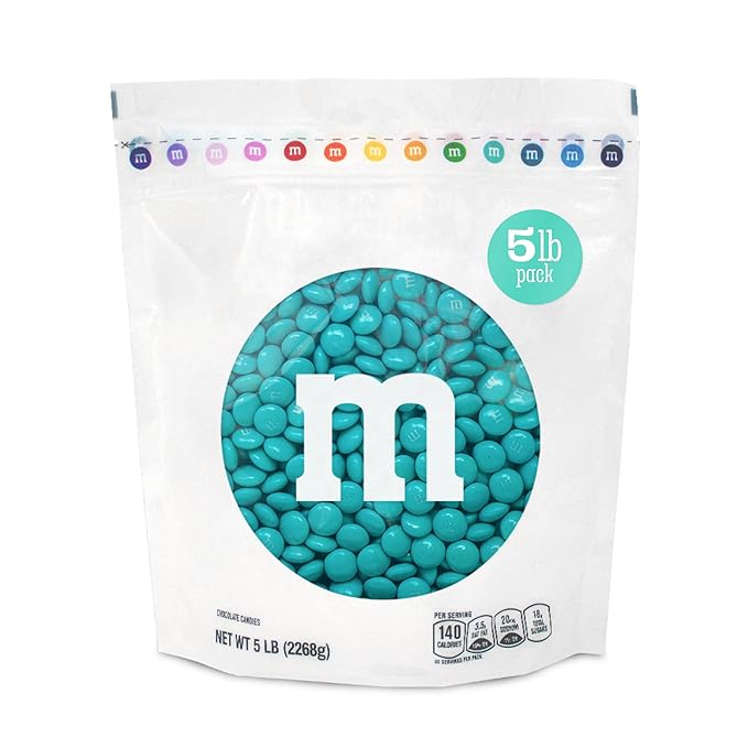 M&ampM’S WORLD Aqua Milk Chocolate Candy 5lbs of M&ampM'S in Resealable Pack for Candy Bars Birthday Parties Graduations Dessert Tables &amp DIY Favors