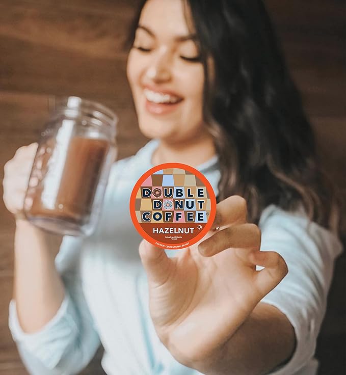 Double Donut Coffee Flavored Coffee Pods Caffeinated Hazelnut Coffee Pods for Keurig K Cups Machines Medium Roast 80 Count (Pack of 1)