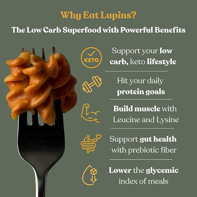 Chef’s Kiss Low Carb Noodles | 4g Net Carbs 21g Protein | Keto Friendly Low Glycemic Pasta Made from Lupins | Gluten Free High Protein | No Gums | Keto Pasta Alternative | Non GMO | 4-pack (8oz)