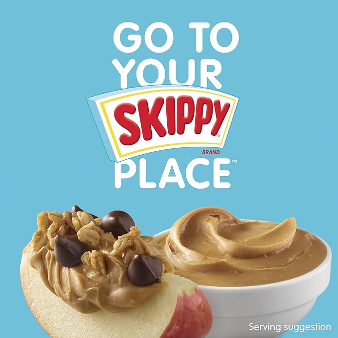 SKIPPY Natural Creamy 1/3 Less Sodium &amp Sugar Peanut Butter Spread 15 oz Jars (Pack of 12)– Gluten-Free 7g Protein per Serving