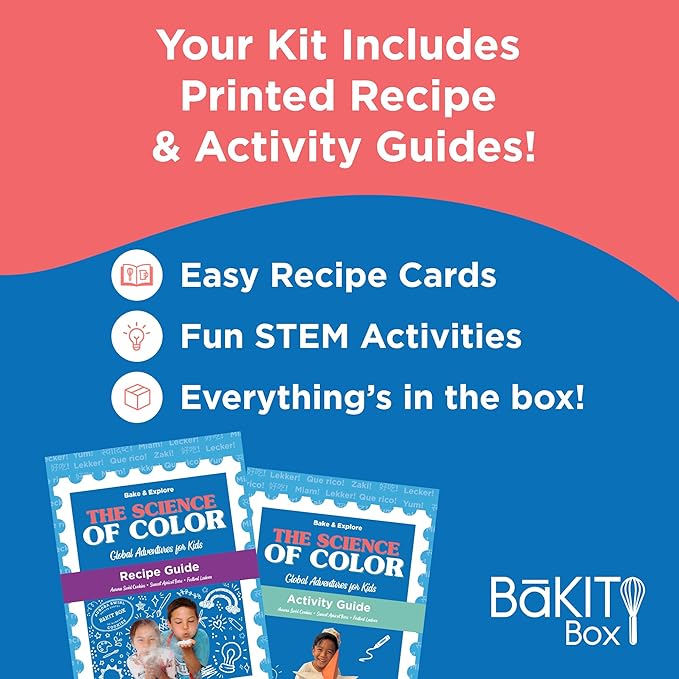 BāKIT Box Aurora Swirl Cookies Baking Kit for Kids STEM Science of Color Educational Activity Kit Learn Chromatography Color Mixing &amp More Includes Organic Food Coloring with Spirulina Ages