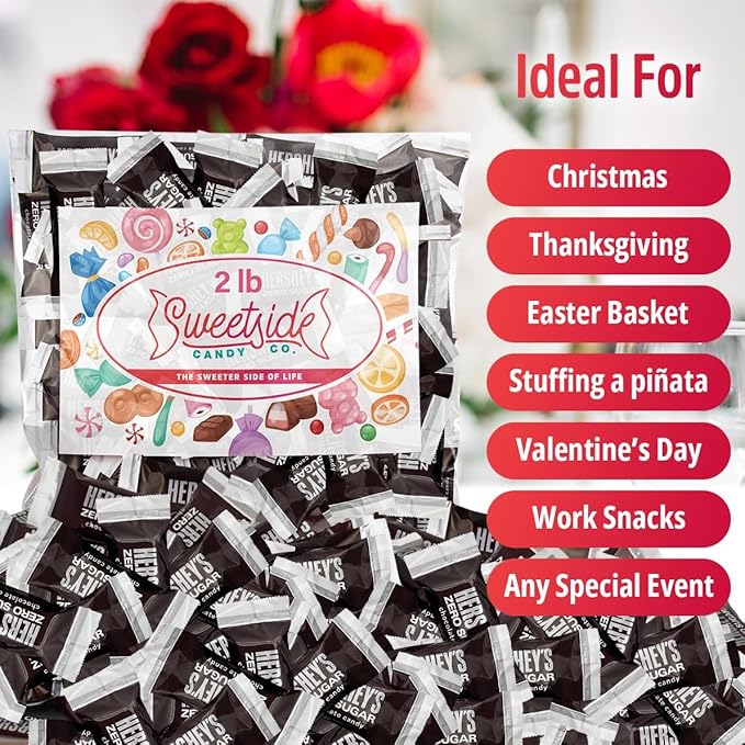 Zero Sugar Milk Chocolate Miniature Bars Candy Individually Wrapped Bulk for Melt in Your Mouth Indulgence - Free Mini Bites for On the Go 2lb