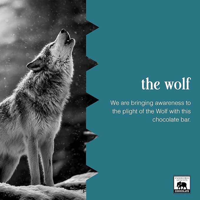 Endangered Species Chocolate Wolf Natural Dark Chocolate (72%) with Cranberries &amp Almonds 3-Ounce Bars (Pack of 12)