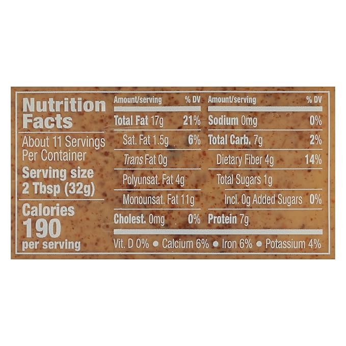 MaraNatha Organic Crunchy Raw Almond Butter 12 Ounce Jar