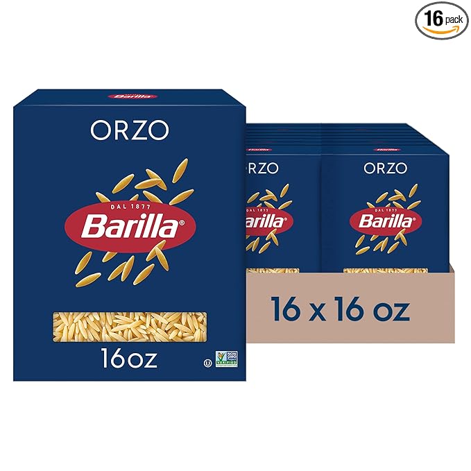 Barilla Orzo Pasta 16 oz. Box (Pack of 16) - Non-GMO Made with Durum Wheat Semolina - Kosher Certified