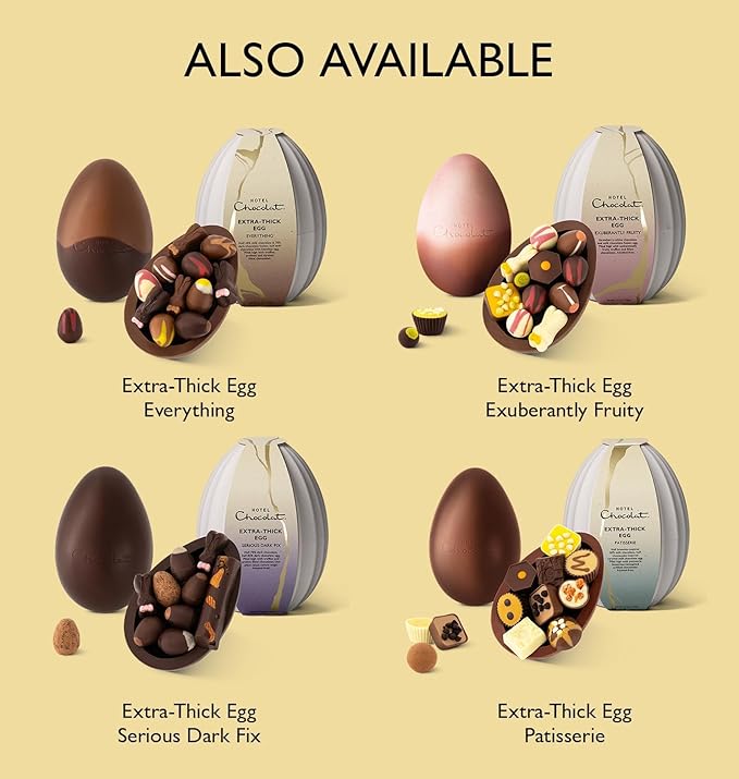 Luxury Extra Thick Dark Chocolate Easter Egg 13.8oz – Gourmet Easter Candy Gift – Premium British Chocolate – Hotel Chocolat