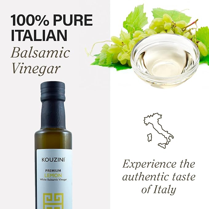 Kouzini Ultra Premium Lemon White Balsamic Vinegar Aged Balsamic Vinegars from Modena Italy Premium Smooth &amp Full-Bodied Flavor 250ml Bottle