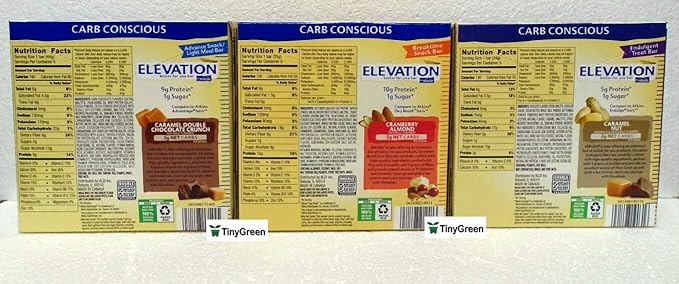 Elevation by Millville Protein Bars Carb Conscious 3 Variety Flavors Bundle (Pack of Three)