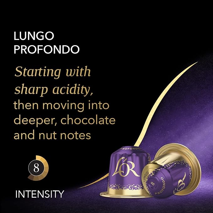 L'OR Espresso Capsules 100 Count Profondo Lungo Single-Serve Aluminum Coffee Capsules Compatible with the L'OR BARISTA System &amp *Nespresso Original Machines