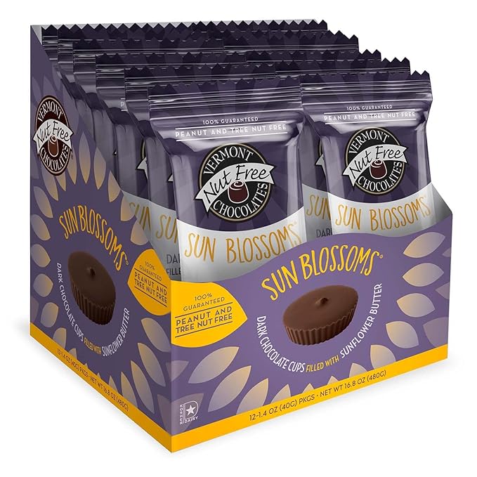 Vermont Nut Free Chocolates Sun Blossoms® (Dark Chocolate) 12 Count Nut-Free Egg-Free Kosher