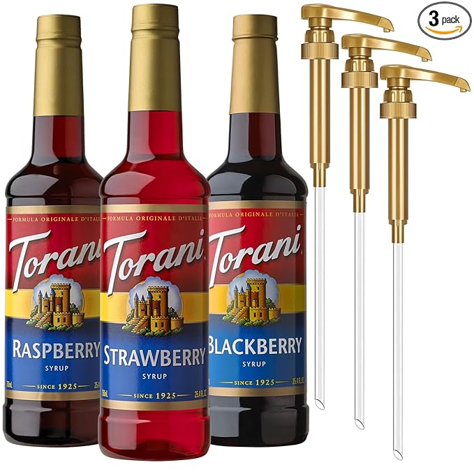 Torani Syrup Berry Lovers Raspberry Strawberry and Blackberry (3 pack)